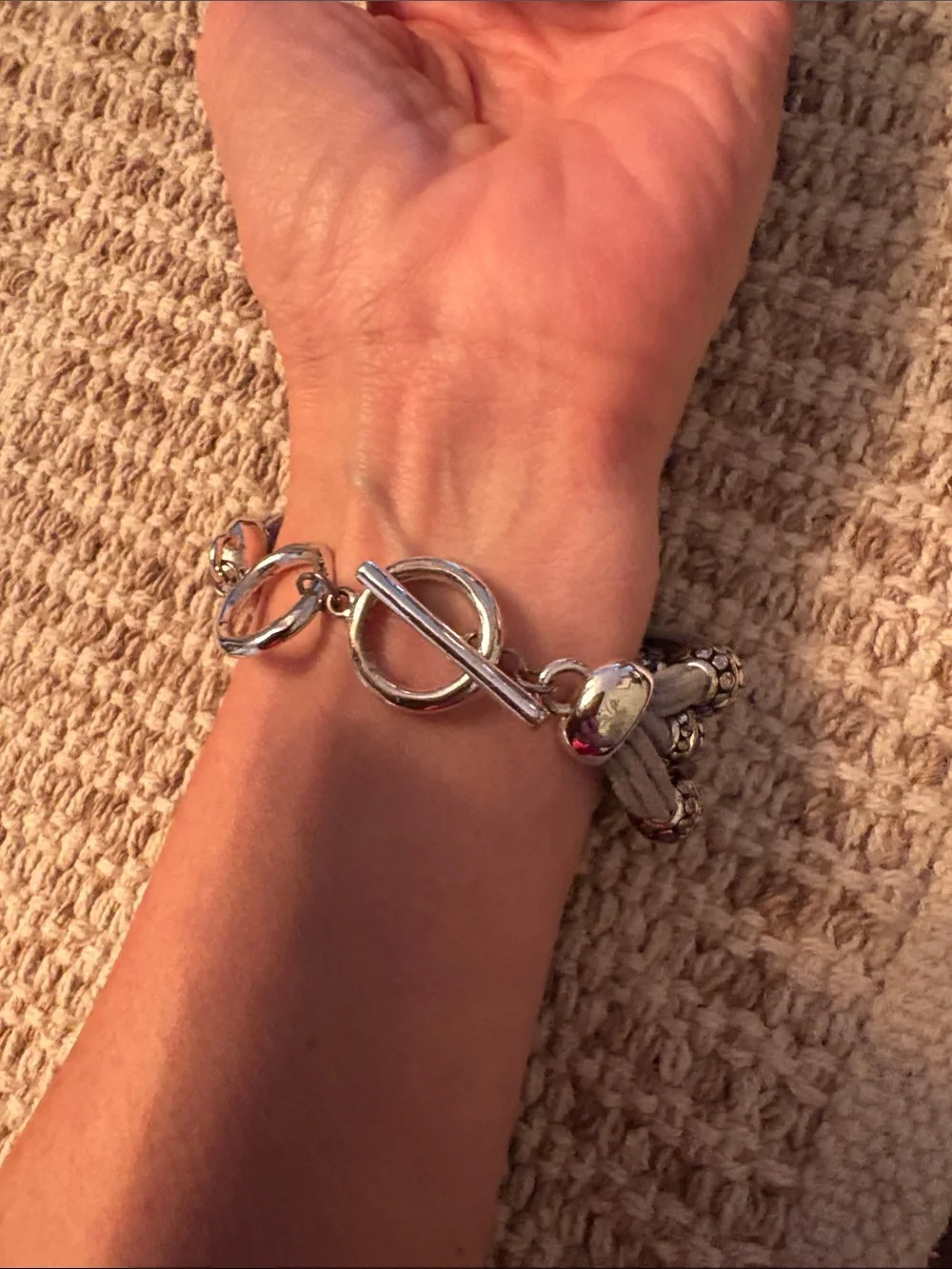 Braided Gray Bead Accent Women's Bracelet